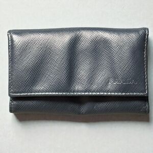 Prada Blue Saffiano Leather Keyholder Bi-Fold Key Case Wallet Organizers Italy